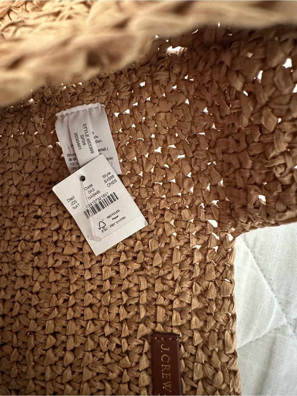 J Crew hand knotted straw shoulder bag NWT - Picture 2 of 6